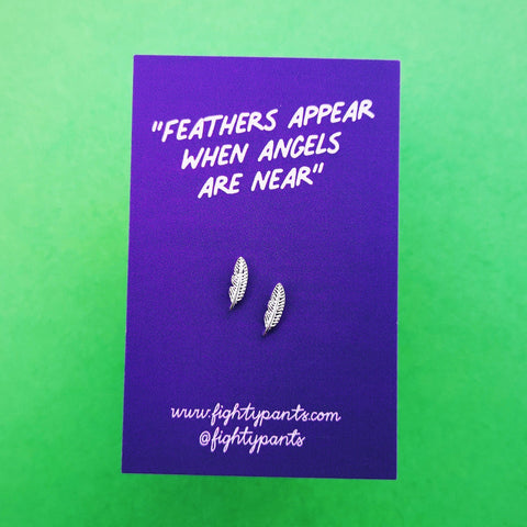 "Feathers Appear When Angels Are Near" earrings
