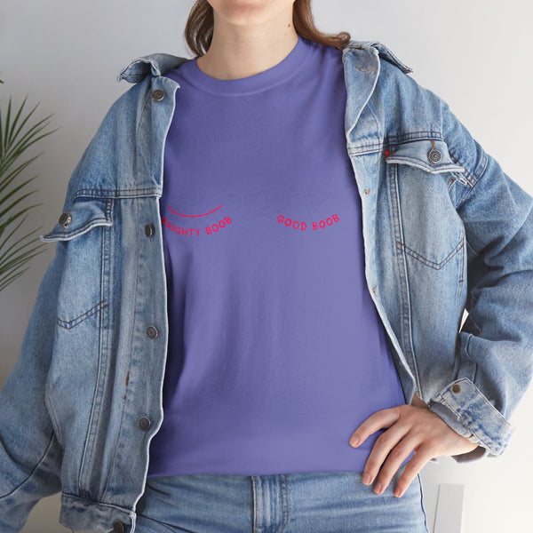 Naughty Boob R - Good Boob L cotton tee