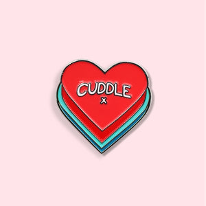 Cuddle Button enamel pin