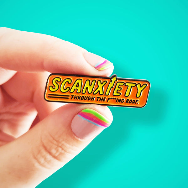 Scanxiety enamel pin
