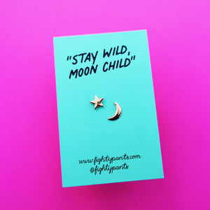 'Stay Wild Moon Child' Star & Moon earrings