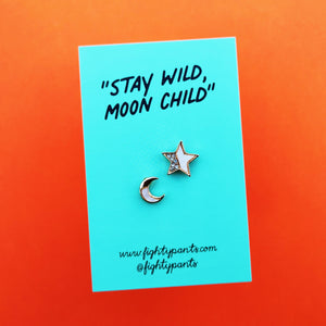 "Stay Wild Moon Child" Star & Moon earrings